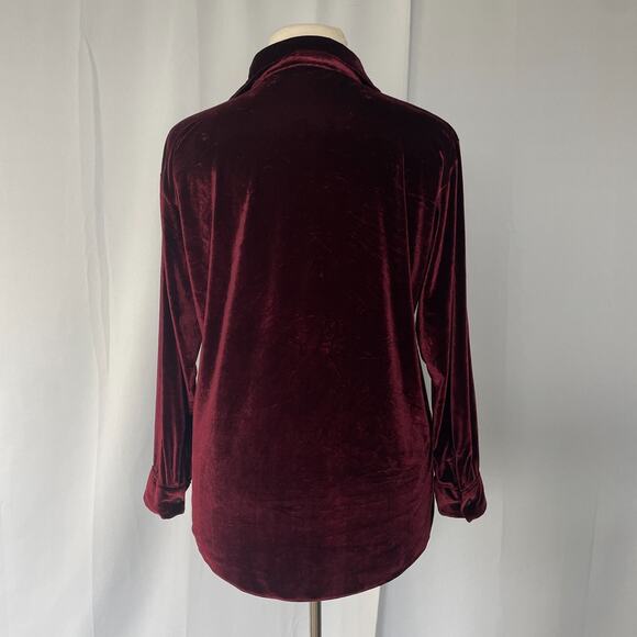 Velvet Top Womens Size Large Burgundy Button Witchy Whimsigoth Fairy Grunge Y2K - Picture 7 of 11
